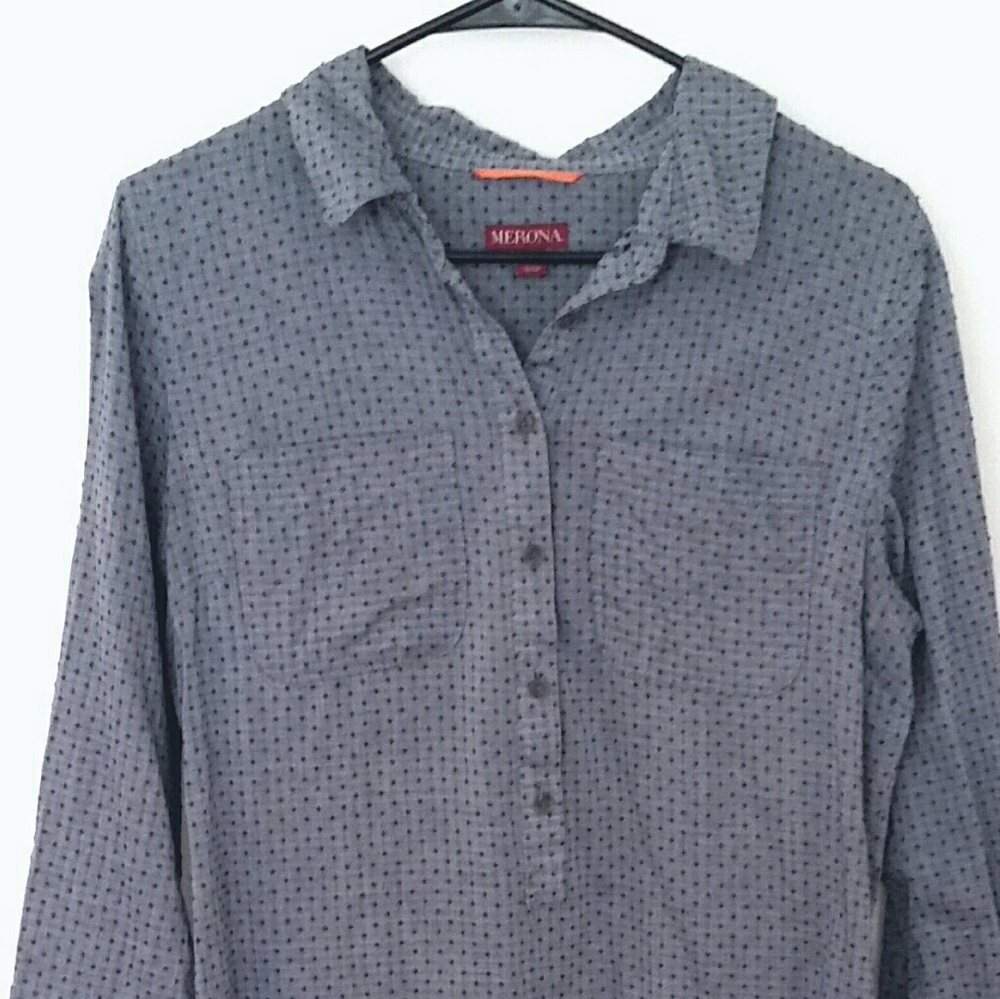 Merona dot chambray shirtdress tunic dress size M